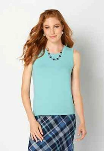 Christopher & Banks Sleeveless light weight Sweater Womens Size L Cotton SEAFOAM - Picture 1 of 3