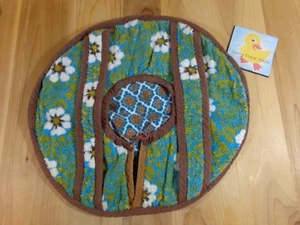 Vintage Fabric CASSEROLE DISH CARRIER 16" Green Blue Floral Mid Century - Bild 1 von 4