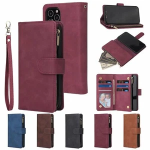 For Huawei P30 40 Pro Lite Leather Zipper Magnetic Flip Wallet Card Case Cover - Picture 1 of 16