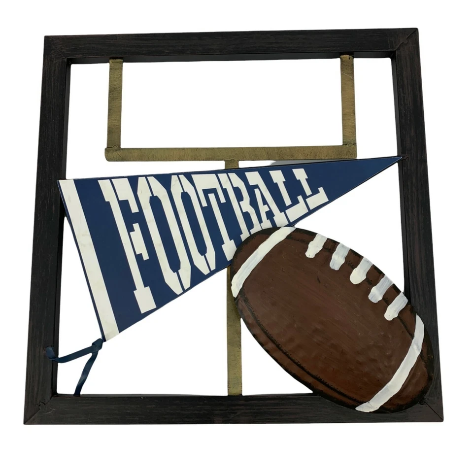 Metal US Football Wall Decor Sculpture 16" square Goal Post 0714 - Image 1 of 4