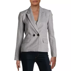 Bar III Women 4 Multi Plaid Houndstooth Long Sleeve Two Button Blazer Jacket NEW - Picture 1 of 3