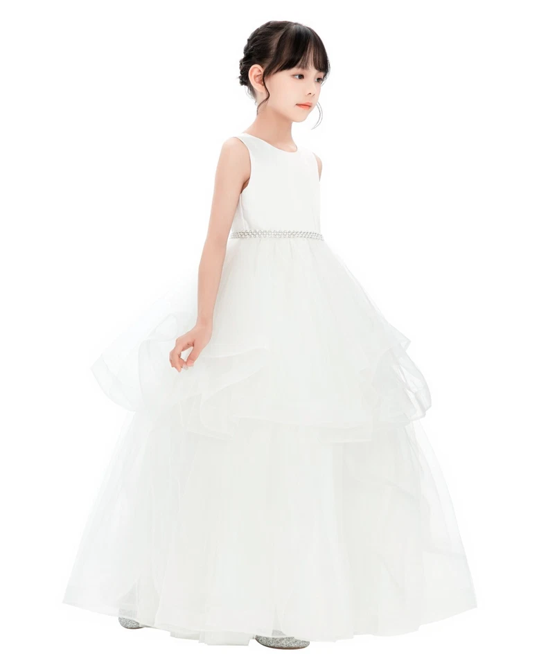 Heart Cutout Ruffle Skirt Flower Girl Dress Wedding Pageant Dress Princess Gown - Image 1 of 1