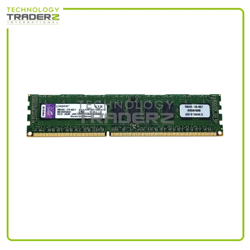 KVR16R11D8K4/16I Kingston 16GB PC3-12800 DDR3-1600MHz ECC REG Dual Rank Memory - Image 1 of 1