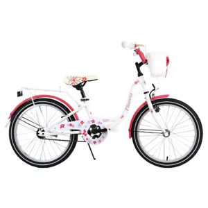 FLOWERS 20" Kinderfahrrad Mädchenfahrrad Fahrrad für Mädchen Kinderrad WEISS-ROT - Bild 1 von 6