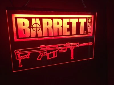 Letrero de armas de fuego Barrett luz LED neón hombre cueva garaje 12x16 Foto 1 de 4
