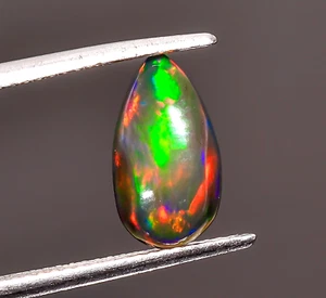 Natural Black Ethiopian Opal Pear Shape Cabochon Gemstone 1.35 Ct 12X6X3 mm - Picture 1 of 3