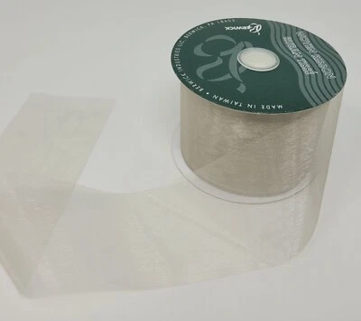 Berwick Silver Misty Sheer Nylon Woven Floral Craft Ribbon 2-1/2" x 25 YDS - Image 1 of 3
