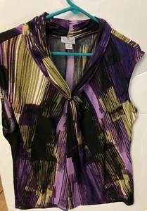 Worthington Women 1X Purple Sharp Stretch Dressy Sleeveless Abstract Tank Top - Picture 1 of 2