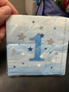 Twinkle One Little Star Boy 1st Birthday Beverage Napkins16ct New!!! - Picture 1 of 2
