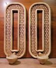 Pair of Homco Faux Wicker Wall Sconces Candle Holder 4186 Home Interiors USA