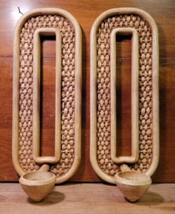 Par de apliques de pared de mimbre sintético Homco portavelas 4186 interiores del hogar EE. UU. - Imagen 1 de 6
