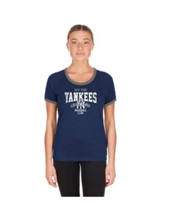 New York Yankees MLB Women’s Heather Bi-blend Ringer T-shirt Size L - Picture 1 of 6