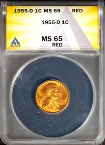 1955-D 1c Lincoln Head Wheat Cent MS 65 Red ANACS # 7695960 + Bonus - Picture 1 of 2