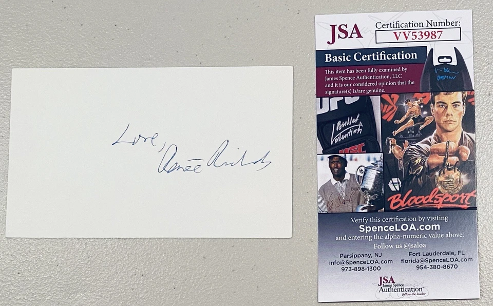 Renee Richards Signed Autographed 3x5 Card JSA Cert Transgender Activist - Image 1 of 1