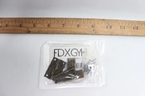 (4-Pk) Carved Hinges Mini Retro Folding Hinges with Screws Antique Bronze â Cover