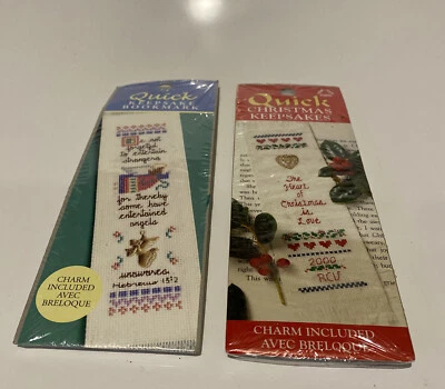 ANGELS,HEART OF CHRISTMAS Cross Stitch Kit QUICK KEEPSAKE BOOKMARK, NEW SET OF 2 - Image 1 of 4