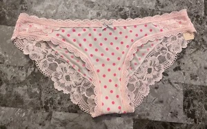 NWT BODY BY VICTORIA'S SECRET SMALL PINK POLKA DOT SMOOTH RARE CHEEKINI PANTIES - Picture 1 of 3