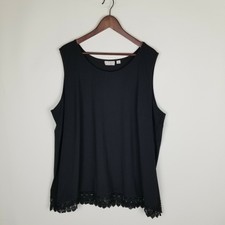 Joan Rivers Sleeveless Top 3X Black Lace Trim