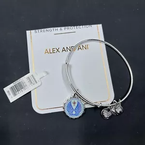 Alex and Ani Guardian Angel Charm Bangle Bracelet Silver Tone Dangle Charms 7.5" - Picture 1 of 3