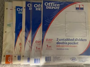 *NEW* T0TAL of 25 Office Depot Untabbed Dividers Double Pocket 5 packs! - Picture 1 of 3
