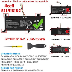 32Wh B21N1818-2 C21N1818-2 Battery For Asus VivoBook 14 F412 A412 X412 L15M2PB1* - Picture 1 of 25