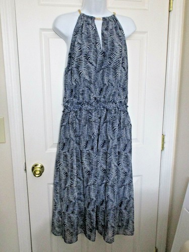 ABITO SMANICATO CON SCOLLO A CATENA MICHAEL KORS TAGLIA 12 NUOVO CON ETICHETTE PREZZO AL PUBBLICO $175 00.