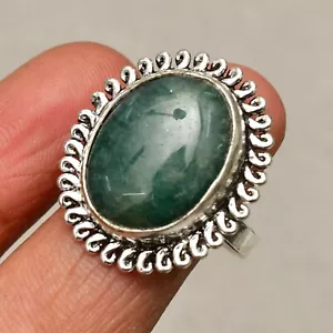 Green Aventurine Gemstone 925 Sterling Silver Handmade Jewelry Ring Size 7.5 - Picture 1 of 6