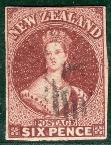 NEW ZEALAND QV Classic Chalon SG.43 6d Red-Brown CLEAR PROFILE Cat £150+ BBLUE44 - Picture 1 of 6