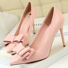 Sexy Womens PU leather Pointed Toe Bowtie High Stilettos Heel Party pumps Shoes