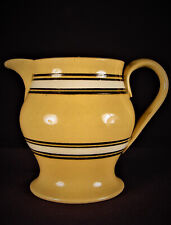 VERY RARE ANTIQUE 1800s STUNNING BLACK & WHITE BAND PITCHER YELLOW WARE MINT