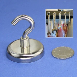 Heavy Duty Magnetic Hooks Hanger Hold Steel Strong Magnet Set Silver Kitchen - Picture 1 of 14