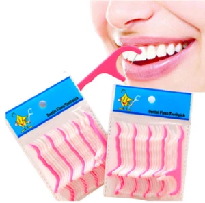 2 Beutel Zahnseide Mundreinigungsstab Hygiene Zähne Zahnstocher - Bild 1 von 6