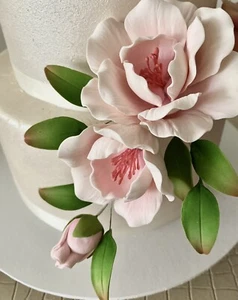 Large Pink Peony Bouquet Sugar flower wedding birthday cake decoration topper - Picture 1 of 3
