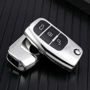 TPU Car Remote Key Fob Cover Case For Ford Fiesta Focus Mondeo C Max S *SILVER* - Picture 1 of 5