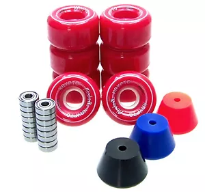 Roller Skate Wheels / Stoppers / ABEC Bearings Set Disco Roller Skate PANAME RED - Picture 1 of 8