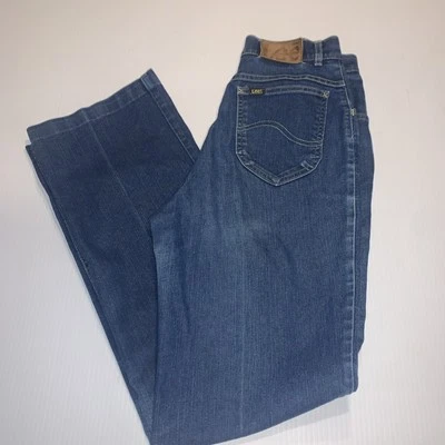 Jeans LEE Juniors De Colección Talla 12 Cintura Alta Piernas Rectas Arrugadas Dobladillo M-Azul EE. UU. Foto 1 de 4