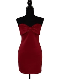 Mini Vestido Charlotte Russe Rojo Sin Tirantes Lazo Bodycon Sujetador Incorporado Talla M - Imagen 1 de 7