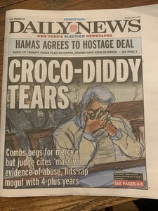 NEW YORK TÄGLICHE NACHRICHTENZEITUNG KROKO-DIDDY TRÄNEN CAM-TASTISCHE REISE 4.10.25 - Bild 1 von 2