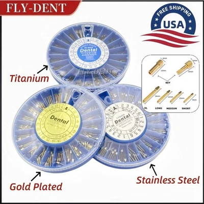120pcs Dental Screw Post Titanium Kit Gold/Silver Plated Conical Root Canal Pins - Image 1 of 4