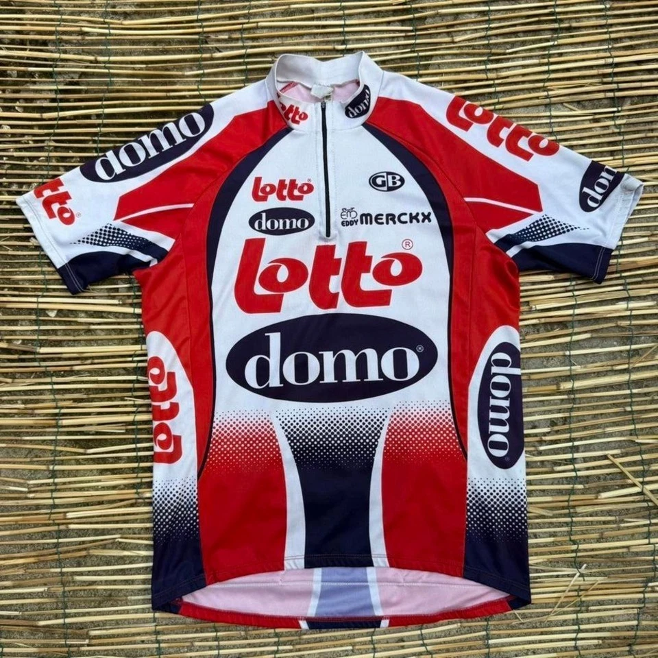 Camiseta de ciclismo Lotto Domo vintage roja blanca azul talla grande Foto 1 de 4