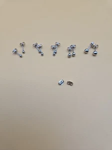 5 Pair Silver Ball Earrings Various Sizes - Picture 1 of 2
