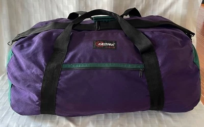 Purple & Green Eastpak Canvas Duffle Bag/ Weekender Bag *30” long” Made in USA - Image 1 of 4