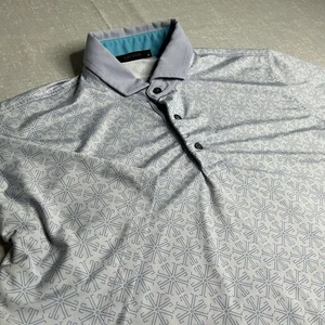 Greyson Polo Shirt Mens Medium Blue Geometric Abstract Performance Polo Wolves - Picture 1 of 15
