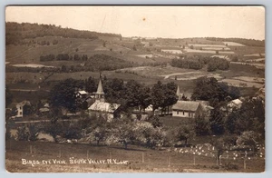 Vista de pájaro del valle del sur de Nueva York, iglesias y un cementerio en primavera RPPC - Imagen 1 de 2