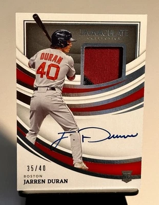 2022 Panini Immaculate Jersey Number /40 Jarren Duran RPA Rookie Patch Auto RC - Image 1 of 2