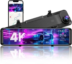 Telecamera Specchio Retrovisore 4K, Dash Cam Specchio 12", Telecamera di Backup 4K/2.5K per C... - Foto 1 di 9