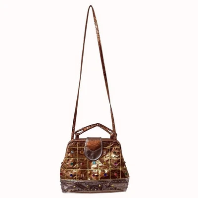 Cartera de Colección Baikal Dorada Metálica Retro Diamantes de Imitación Joya Bolso de Fiesta Glamuroso Foto 1 de 4