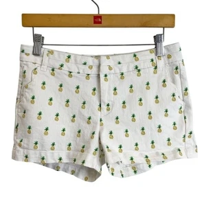 Blue Rain Women's Jean Shorts Sz S Pineapple Print White Low Rise Stretch Denim - Picture 1 of 7