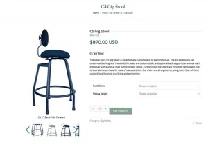 $800 C5 Concert Design Stool upright electric bass music chair office - Picture 1 of 2