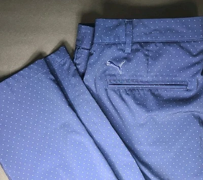 Calça de golfe feminina Puma bolinhas azuis tamanho 12 | Calças elásticas de desempenho em excelente estado usado - Imagem 1 de 4